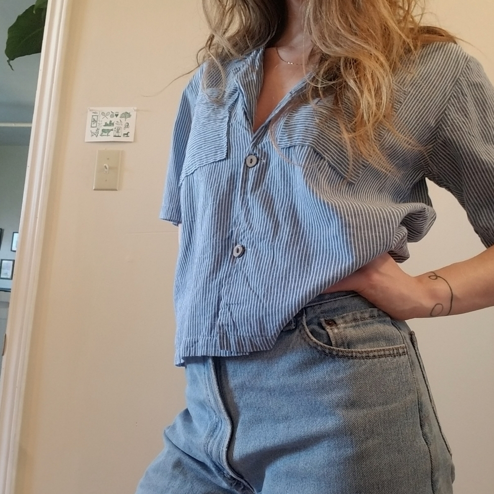 Striped, button up, handmade in india top